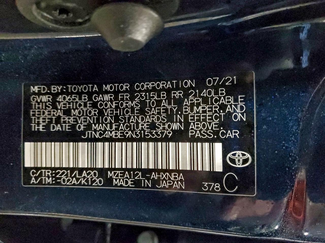 Lot #3308227179 2022 TOYOTA COROLLA XS