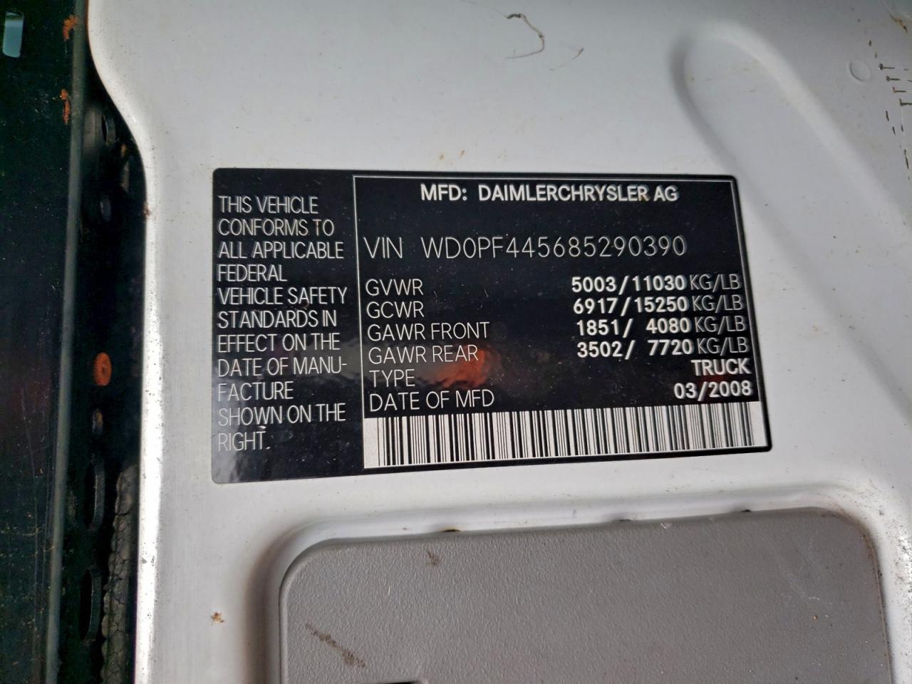 Lot #3303605931 2008 DODGE SPRINTER 3