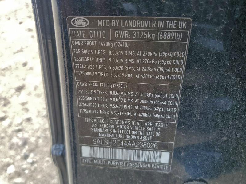 2010 LAND ROVER RANGE ROVE #3304873554