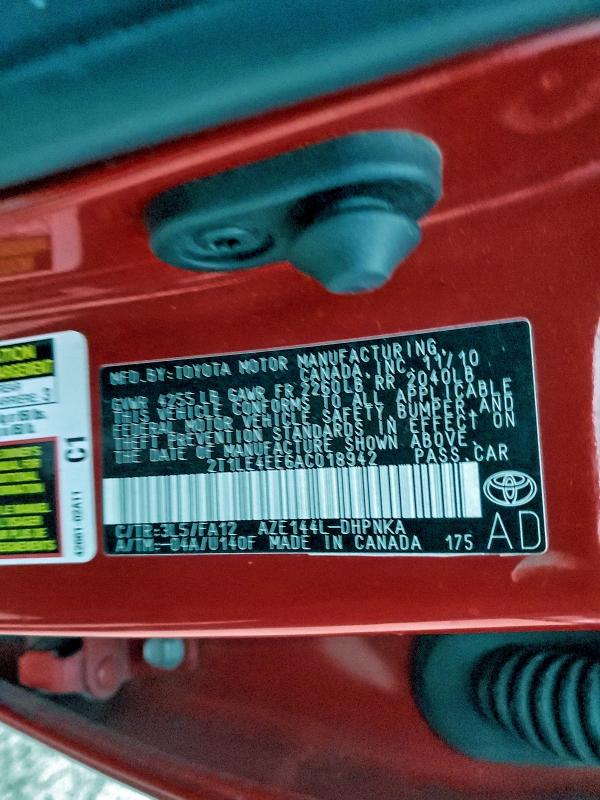 2010 TOYOTA COROLLA MA #3312109107