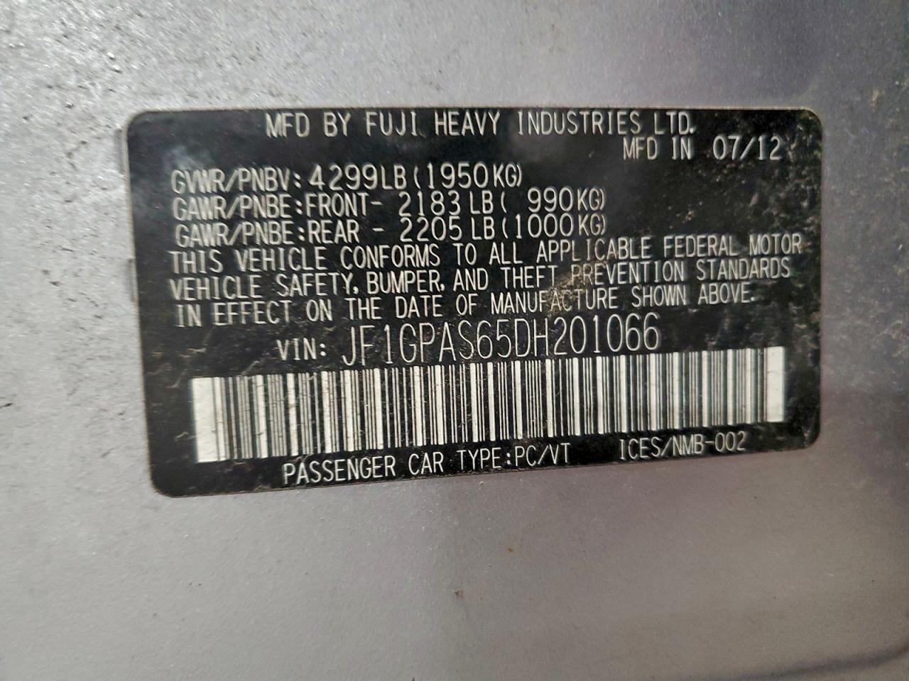 SUBARU IMPREZA SPORT LIMITED