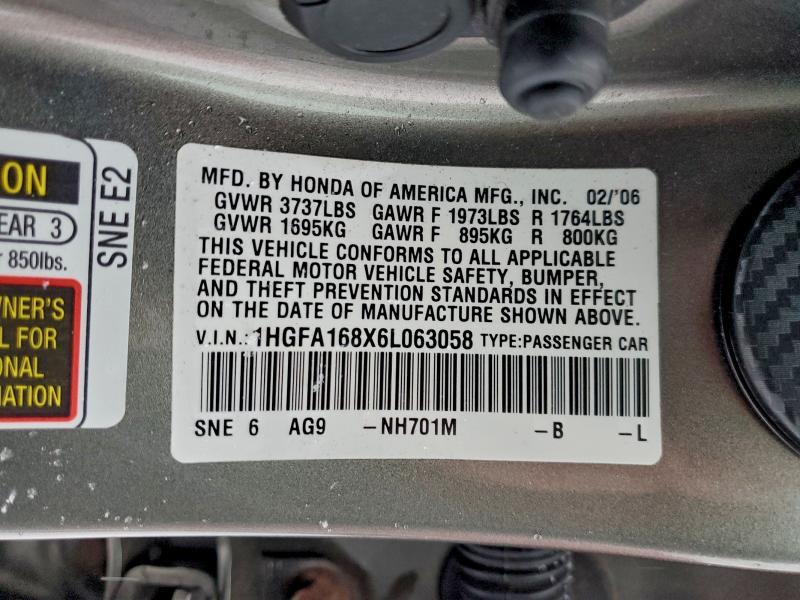 2006 HONDA CIVIC EX #3310565082