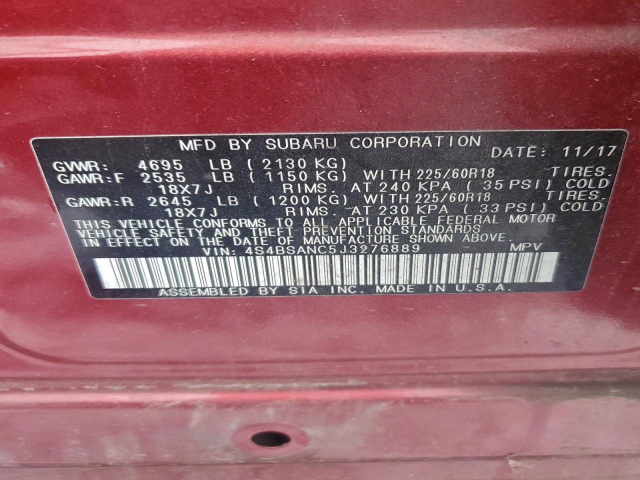 SUBARU OUTBACK 2.5I LIMITED