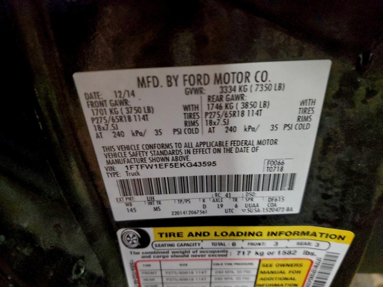 Lot #3315660792 2014 FORD F150 SUPER