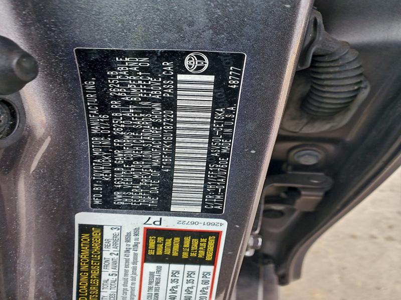 2016 TOYOTA CAMRY LE #3301819438