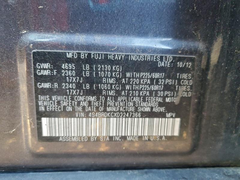 2013 SUBARU OUTBACK 3. #3305340312