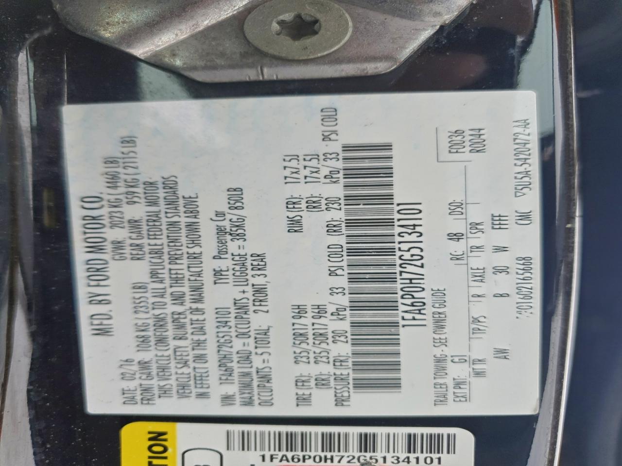 Lot #3308349069 2016 FORD FUSION SE