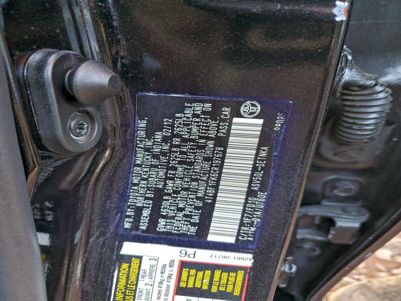 2012 TOYOTA CAMRY BASE #3303072770
