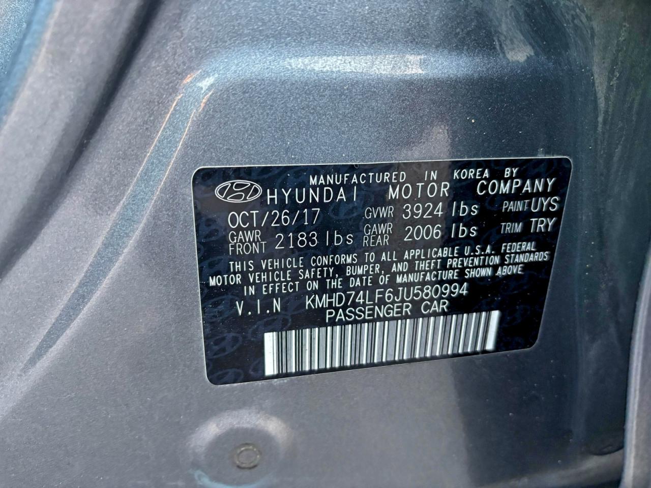 Lot #3318059374 2018 HYUNDAI ELANTRA SE