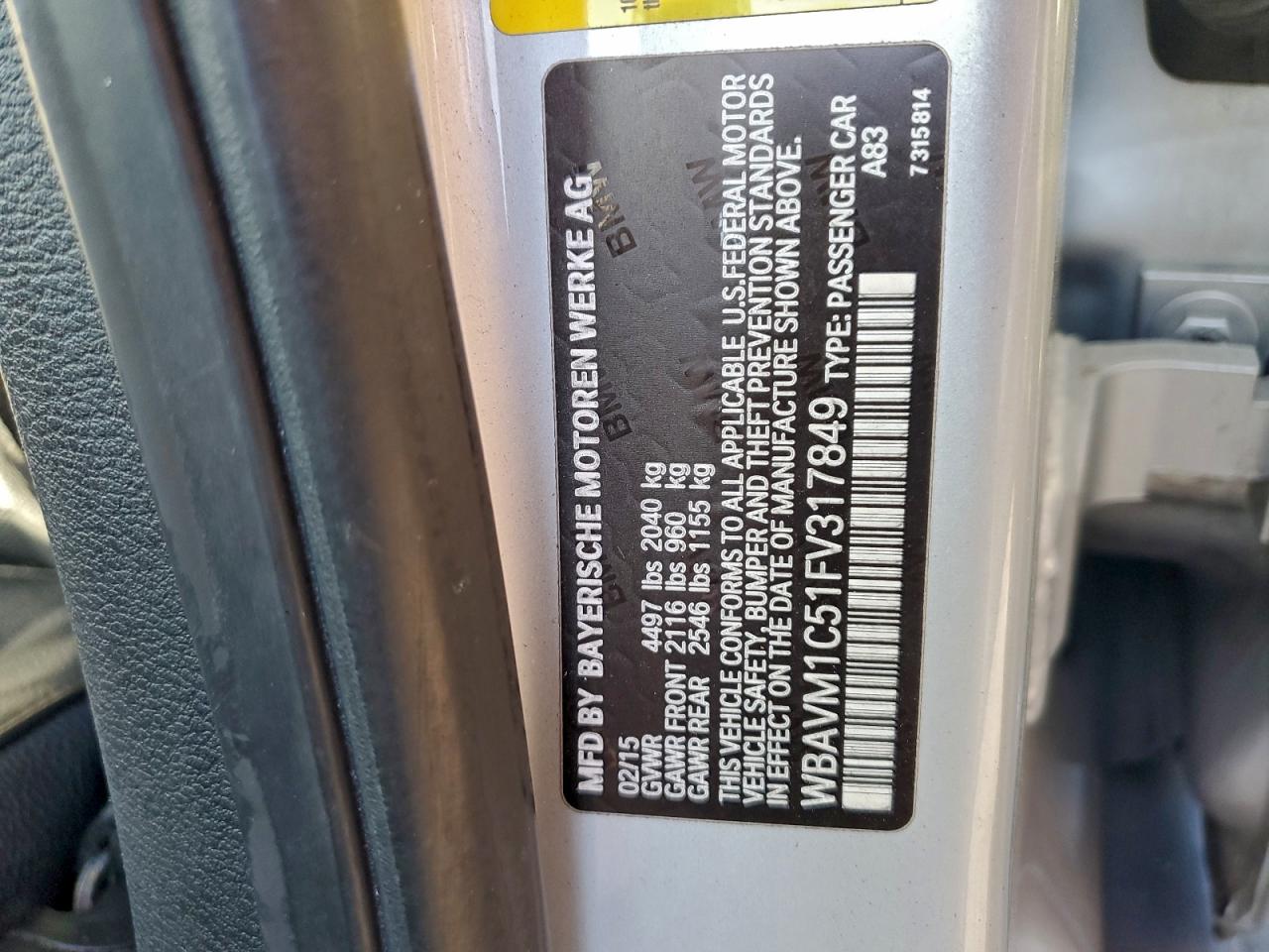 Lot #3312860108 2015 BMW X1 SDRIVE2