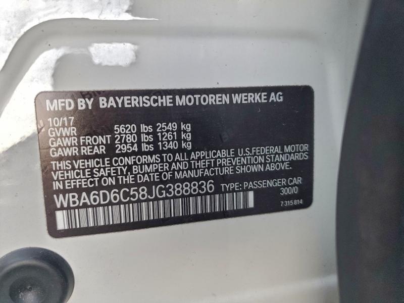 2018 BMW 650 XI GRA #3317782095