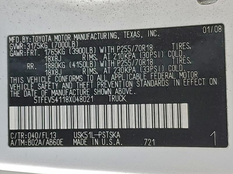 2008 TOYOTA TUNDRA CRE #3308342055