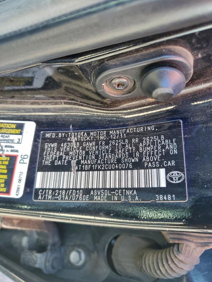 Lot #3310418993 2012 TOYOTA CAMRY BASE