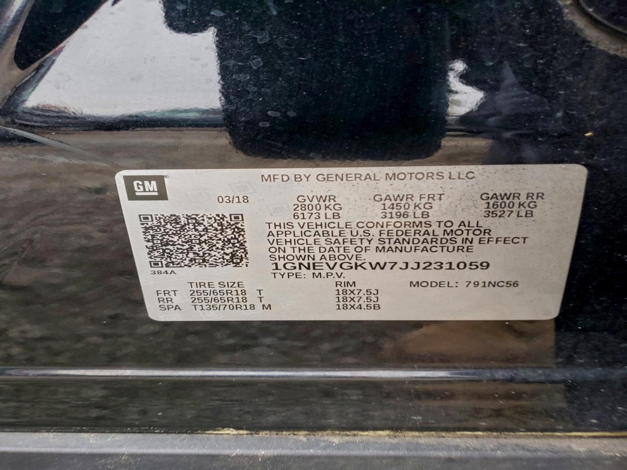 Lot #3308269207 2018 CHEVROLET TRAVERSE L