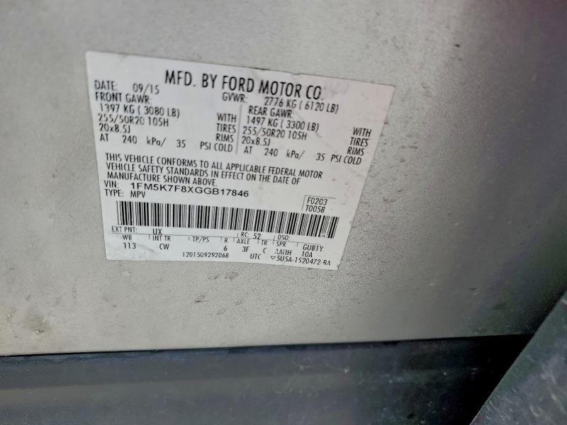 2016 FORD EXPLORER L #3305402311