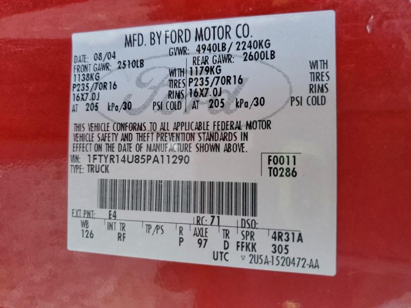 2005 FORD RANGER SUP #3311912683