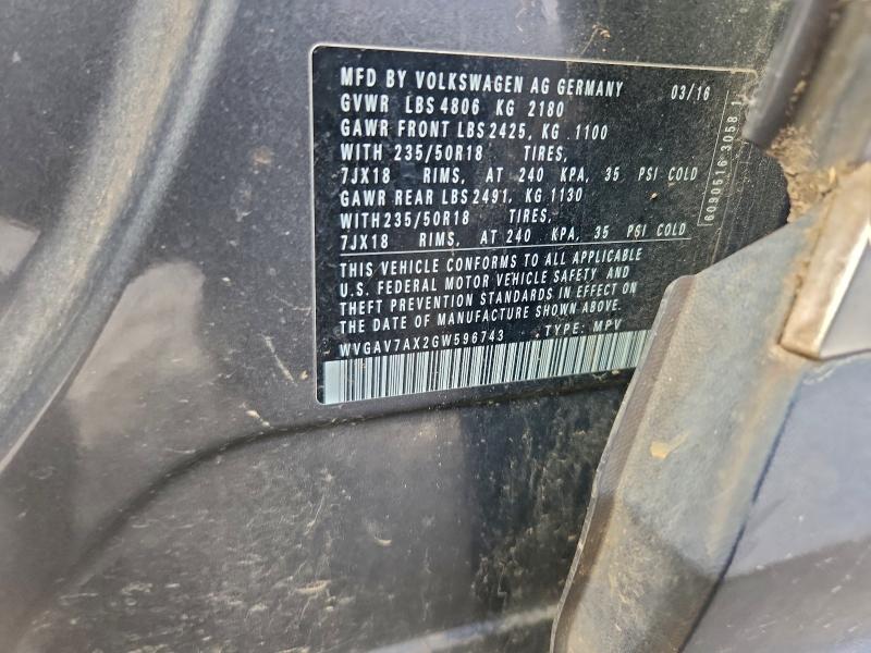 2016 VOLKSWAGEN TIGUAN S #3303815420