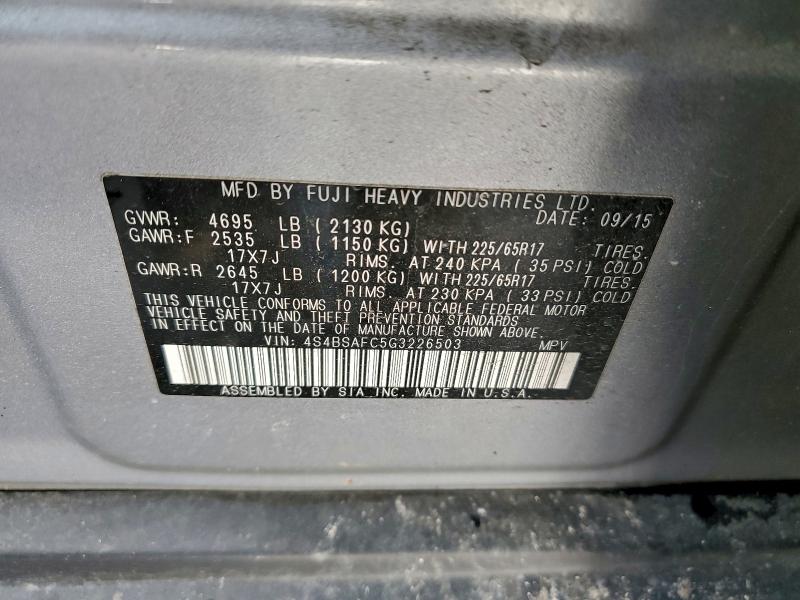 2016 SUBARU OUTBACK 2. #3310319055