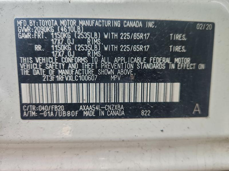 2020 TOYOTA RAV4 LE #3316960119