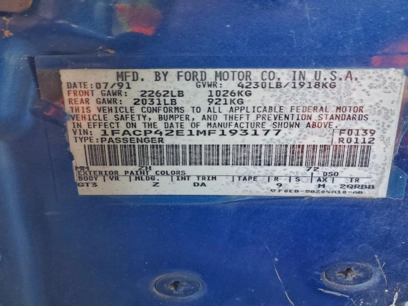 1991 FORD MUSTANG GT #3312531635