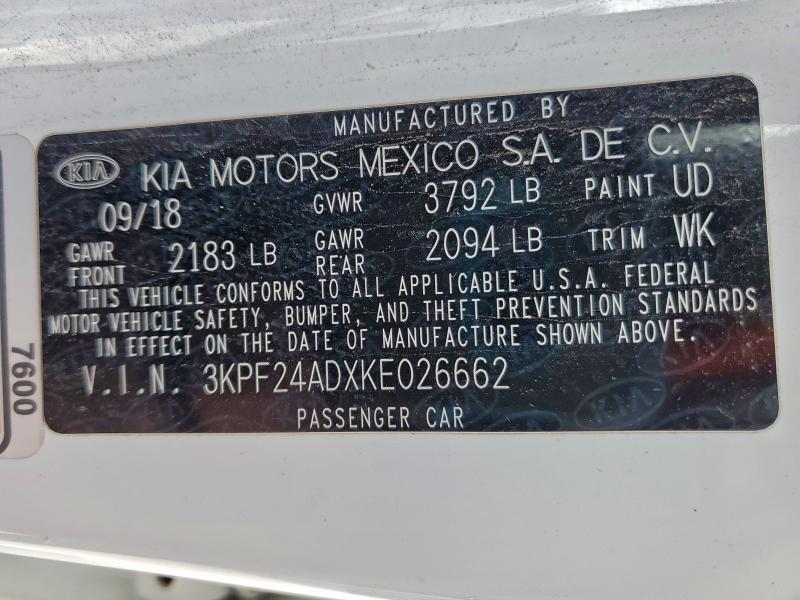 2019 KIA FORTE FE #3303824437