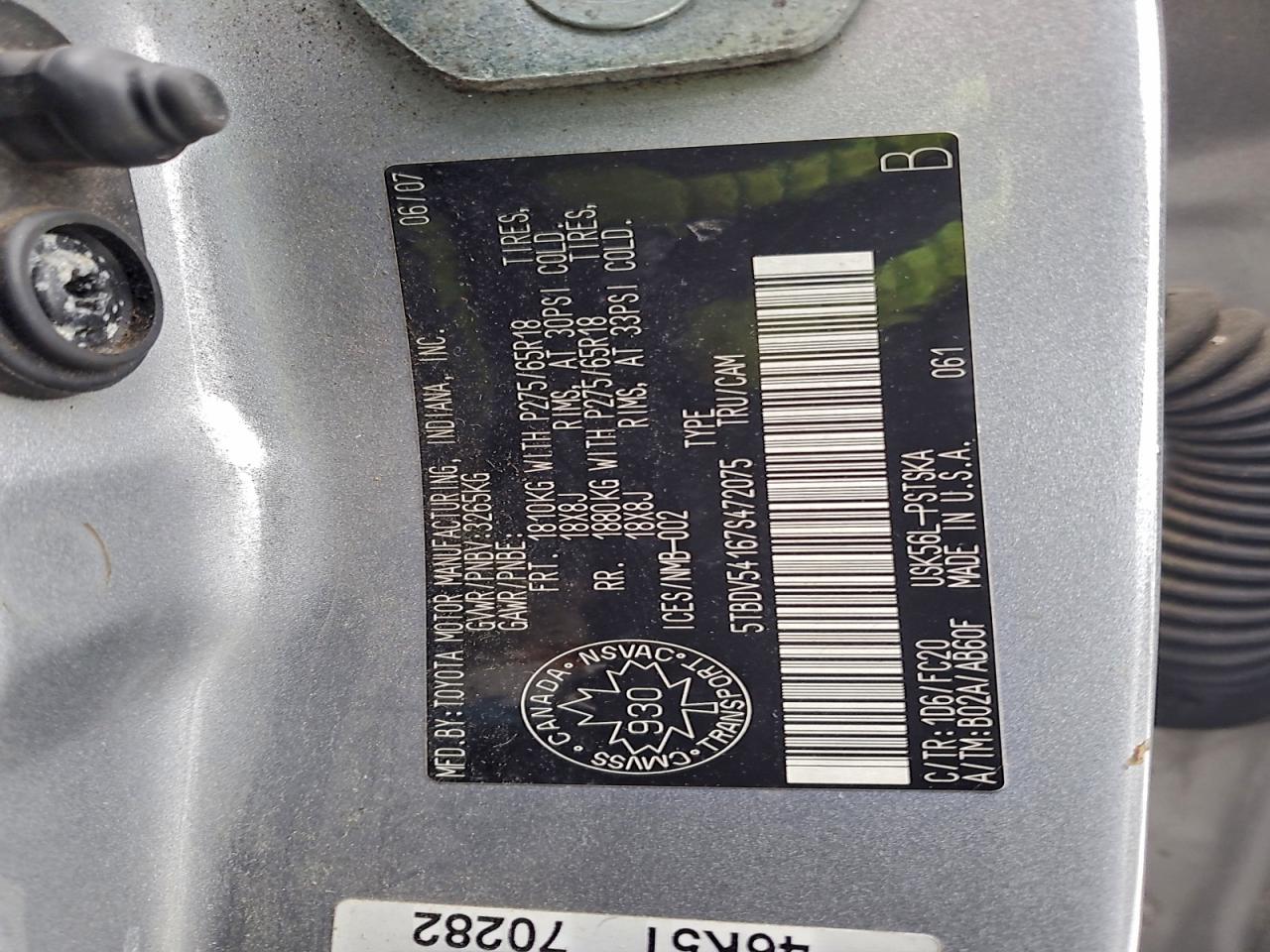 Lot #3301697625 2007 TOYOTA TUNDRA CRE