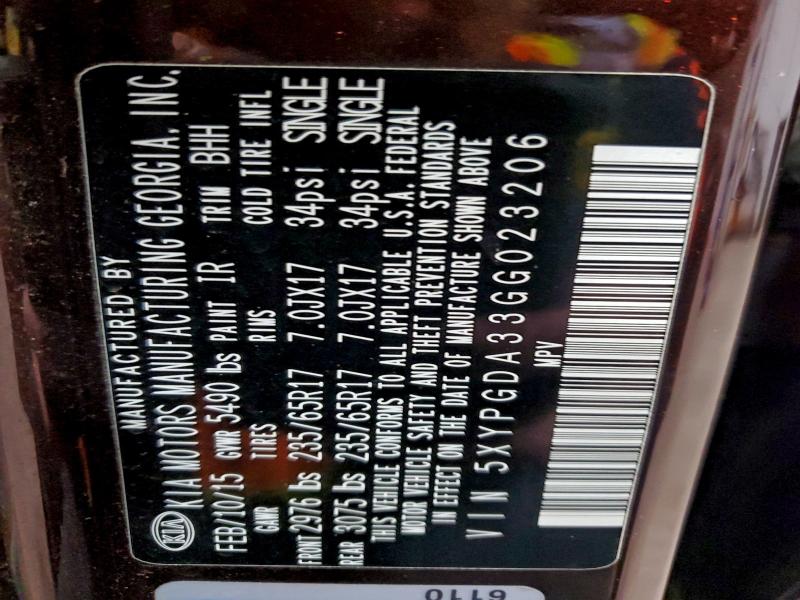 2016 KIA SORENTO #3315665774