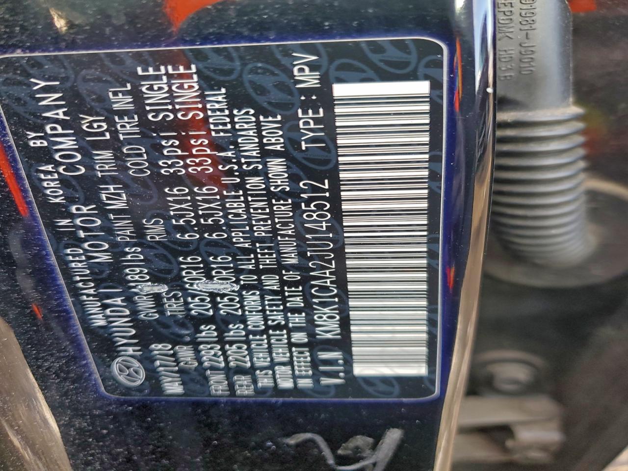 Lot #3311461336 2018 HYUNDAI KONA SE