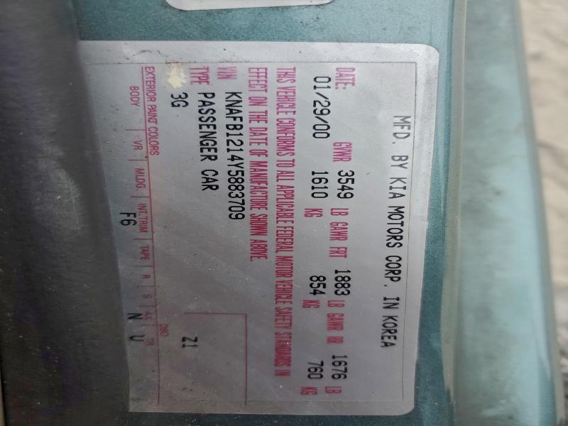 2000 KIA SEPHIA BAS #3316942093