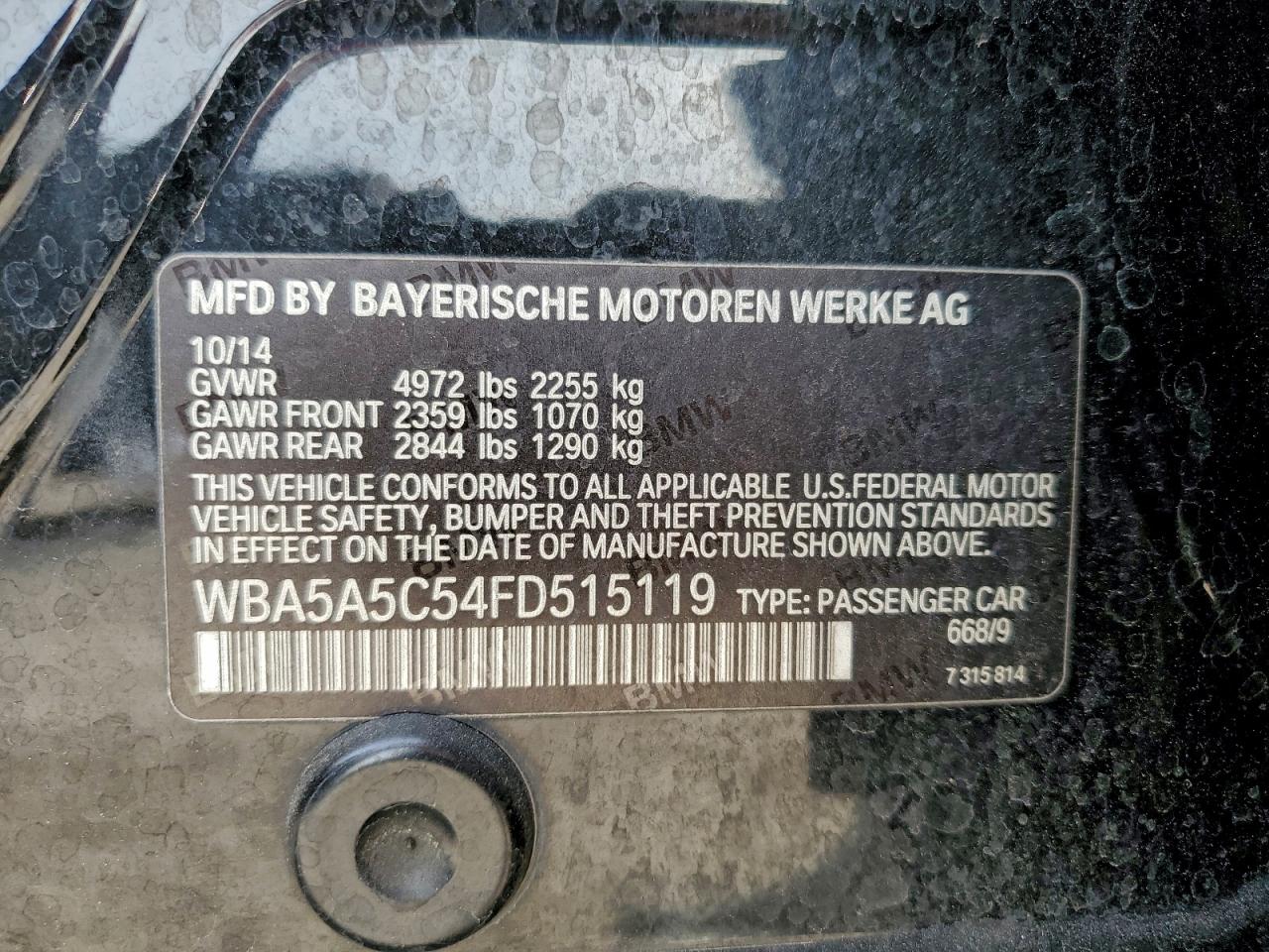 Lot #3318022407 2015 BMW 528 I