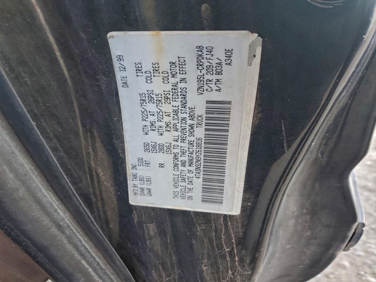 Lot #3302699012 2000 TOYOTA TACOMA XTR