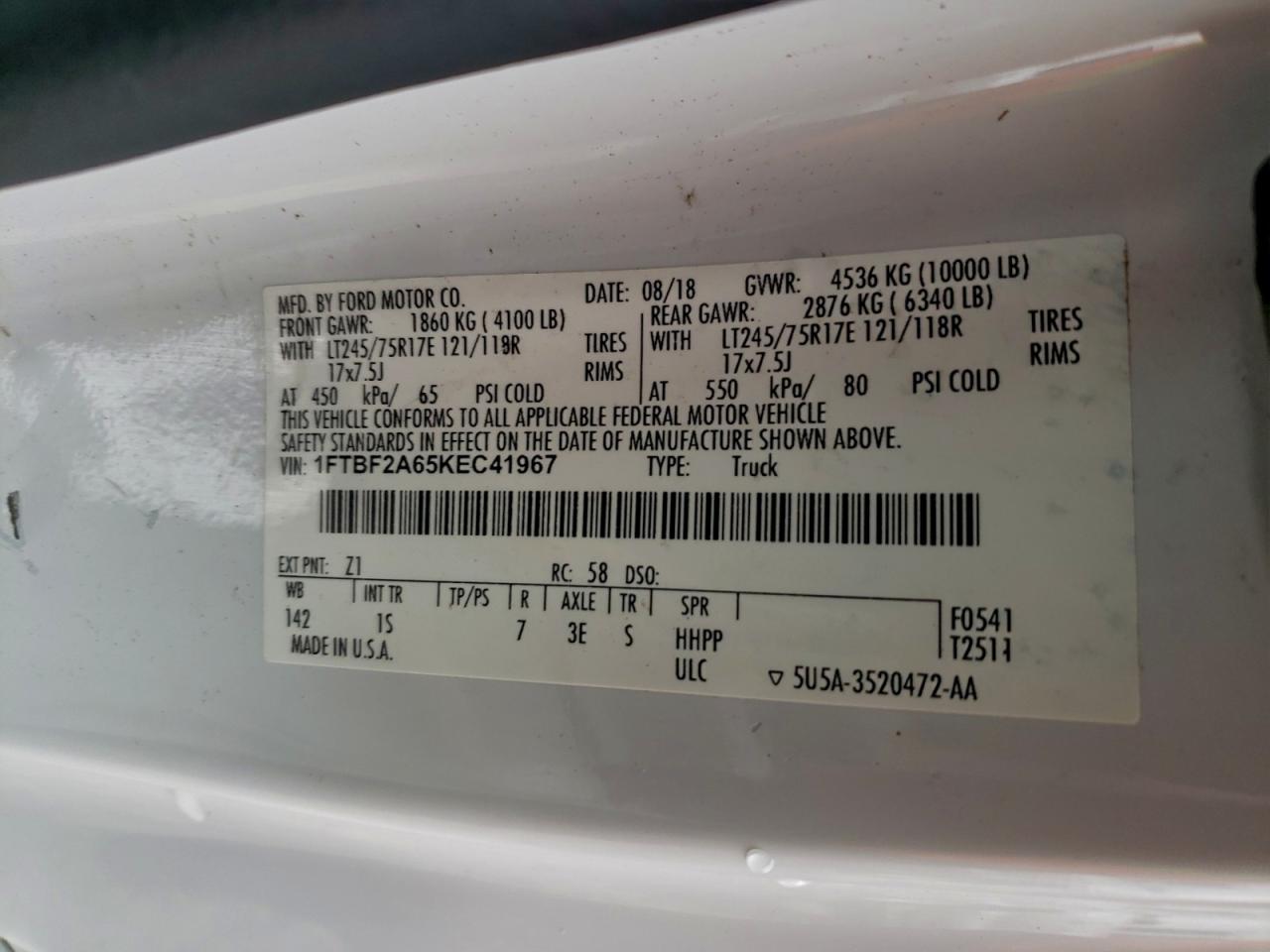 Lot #3310342957 2019 FORD F250 SUPER