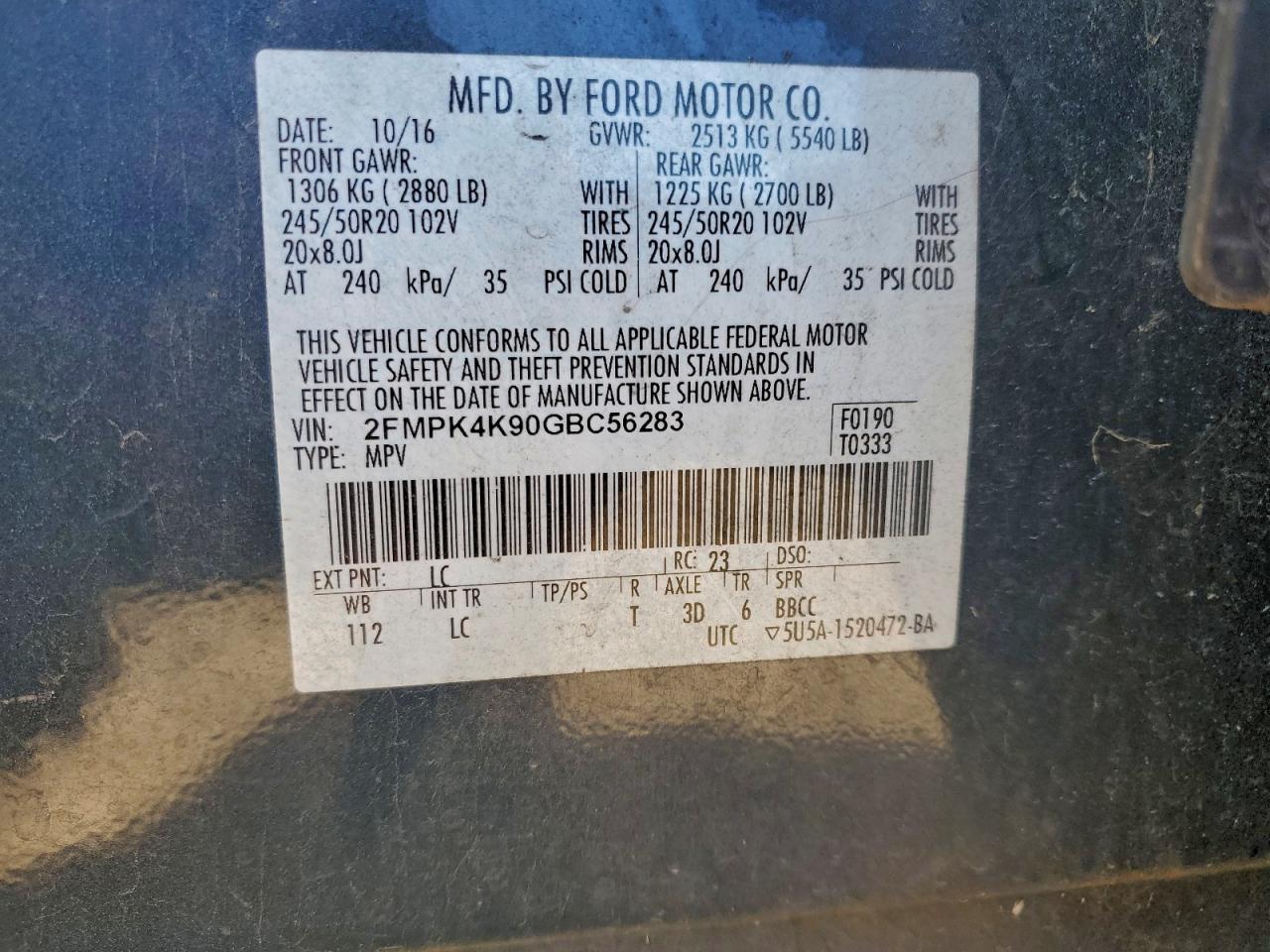 Lot #3311641285 2016 FORD EDGE TITAN