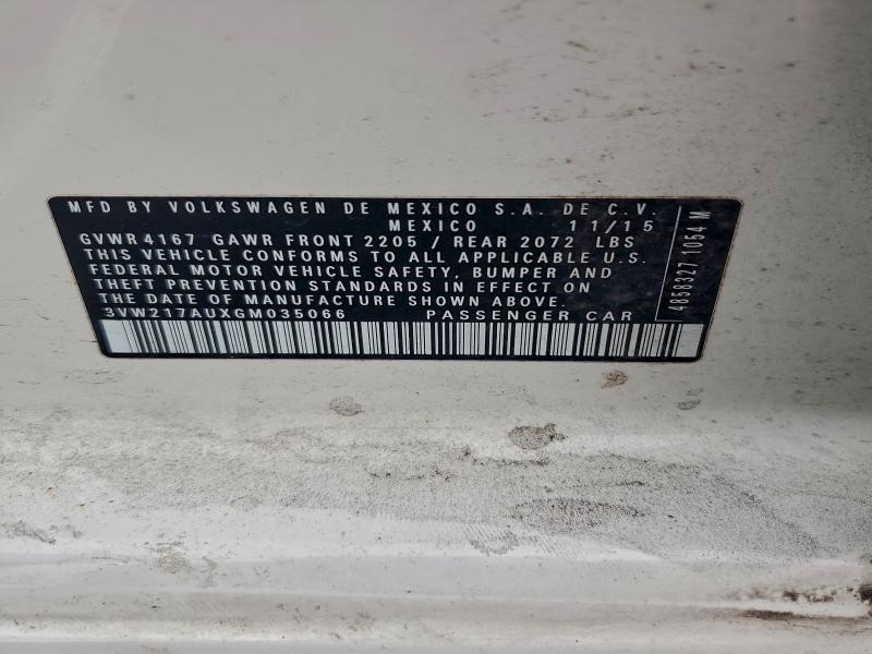 2016 VOLKSWAGEN GOLF S/SE #3301835387