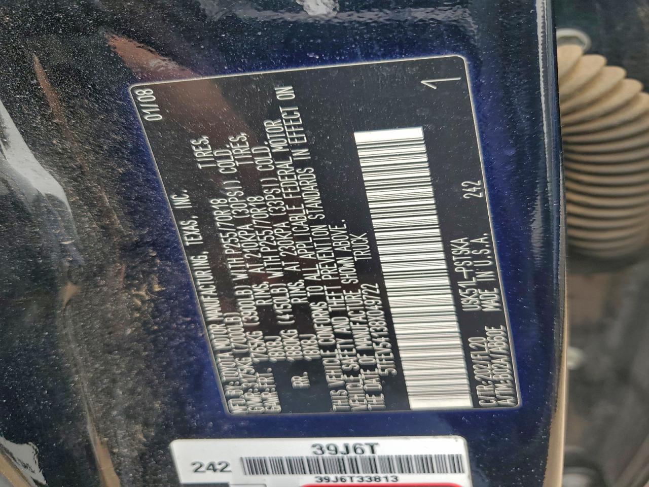 Lot #3304873552 2008 TOYOTA TUNDRA CRE