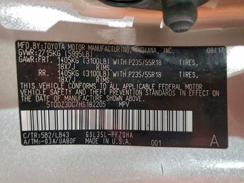 2017 TOYOTA SIENNA XLE #3304002644