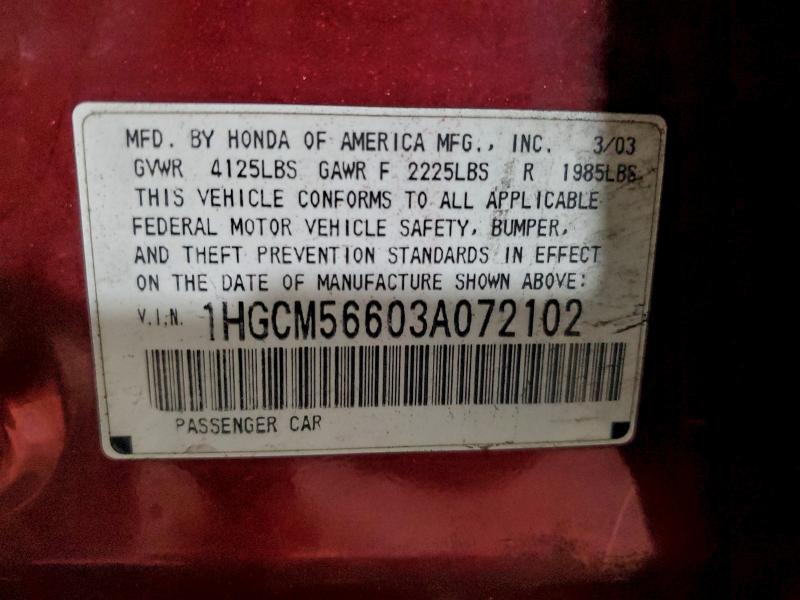 2003 HONDA ACCORD EX #3302889909