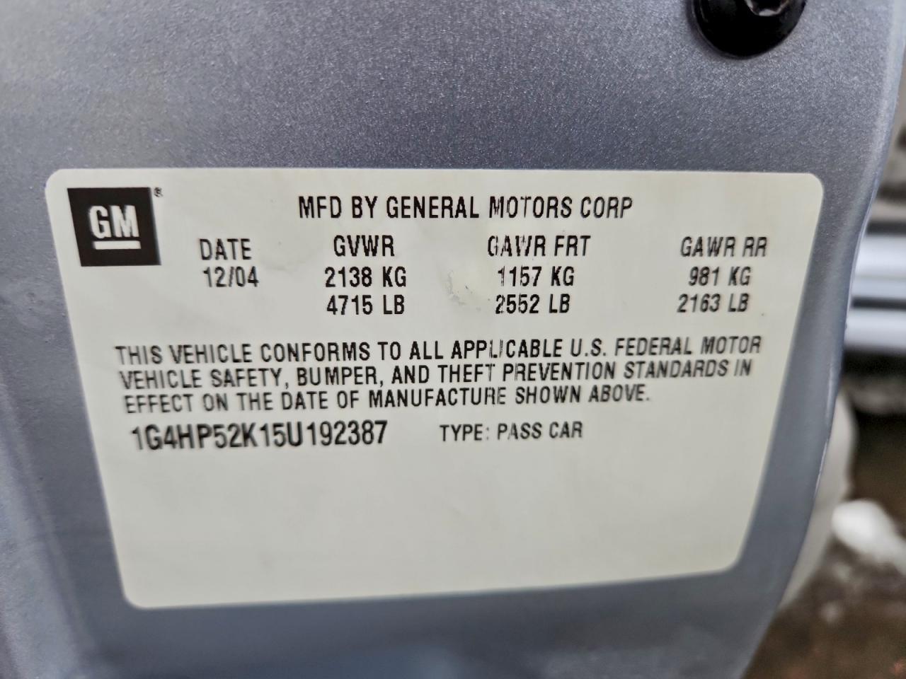 Lot #3308818064 2005 BUICK LESABRE CU