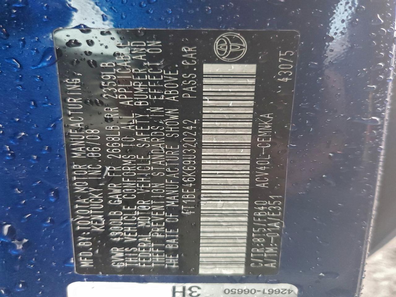 Lot #3302765352 2009 TOYOTA CAMRY BASE