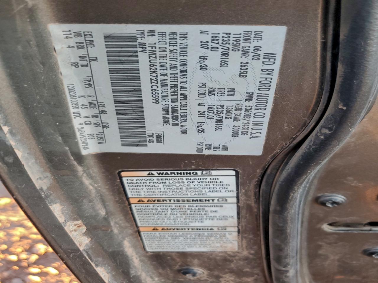 Lot #3311911705 2002 FORD EXPLORER X