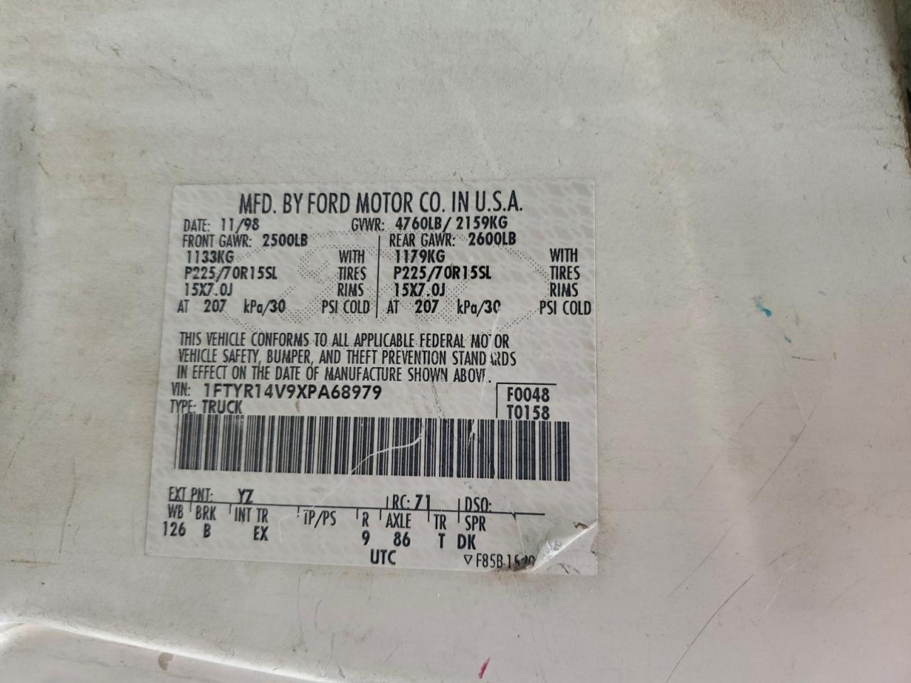 Lot #3316028342 1999 FORD RANGER SUP