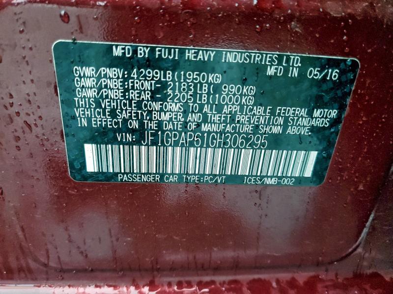 2016 SUBARU IMPREZA SP #3305640767