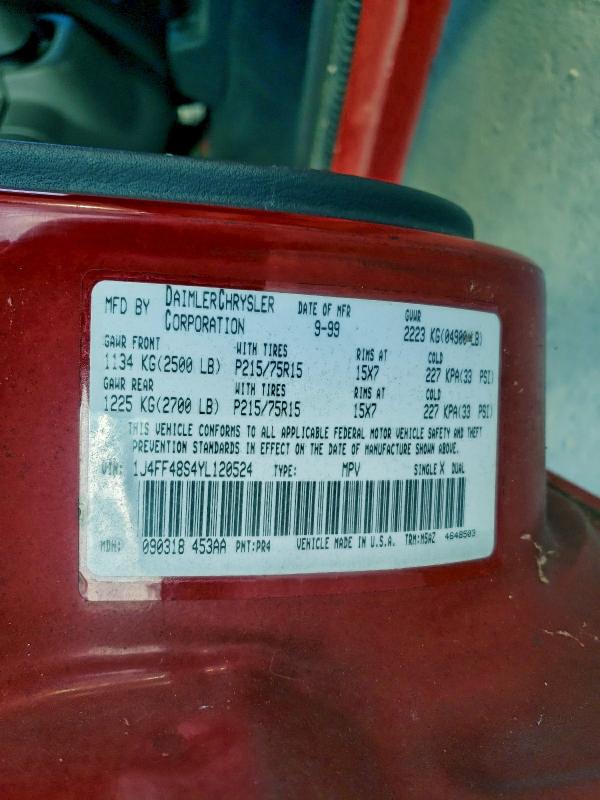 2000 JEEP CHEROKEE S #3312697212