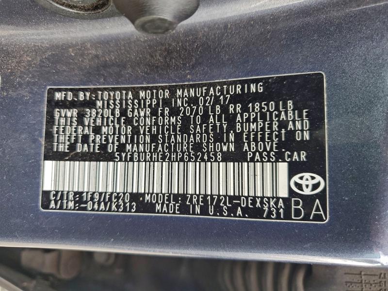 2017 TOYOTA COROLLA L #3304812676