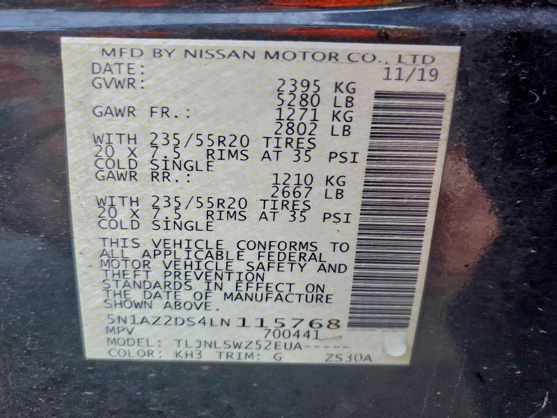 2020 NISSAN MURANO PLA #3311583775