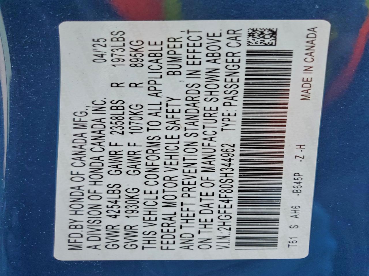 Lot #3304550469 2025 HONDA CIVIC SPOR