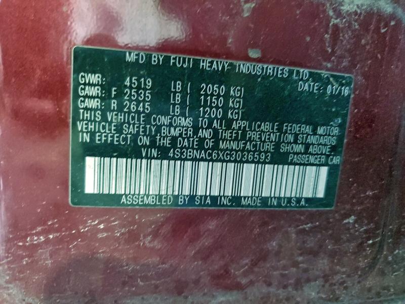 2016 SUBARU LEGACY 2.5 #3309418973