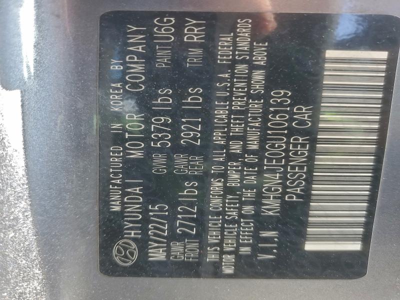 2016 HYUNDAI GENESIS 3. #3310326010