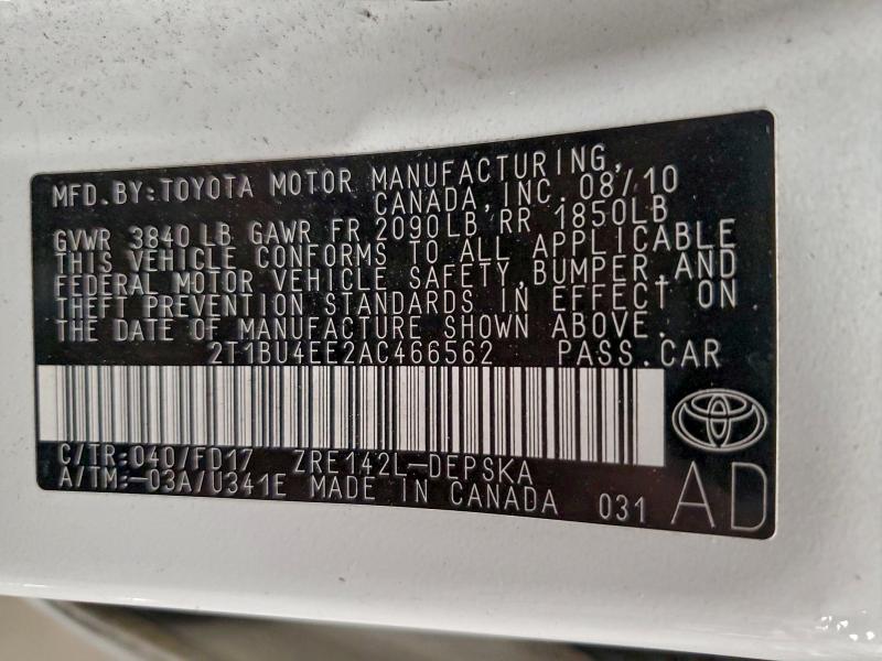 2010 TOYOTA COROLLA BA #3301757332