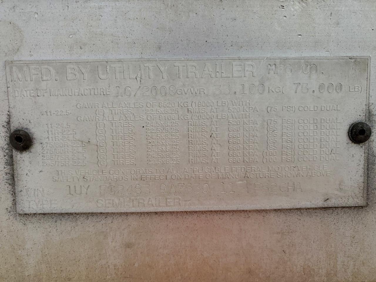 Lot #3302855954 2009 UTILITY TRAILER